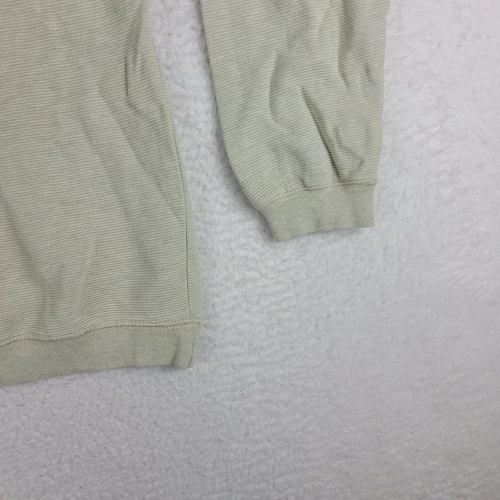 Tommy Bahama‎ Sweater Mens Medium Beige Striped Cotton Quarter Zip Relax Fit